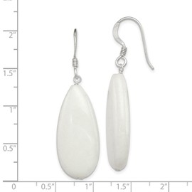 925 Sterling Silver Shepherd hook White Dyed Jade Earrings 48x15mm Stud Earring for Women