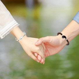 Yin Yang Bracelets Set for Couples Best Friend- His Hers Yinyang Puzzle Bracelets for Men Women, Matching Puzzle Yinyang Bracelets for Boyfriend Girlfriend Y2943-3