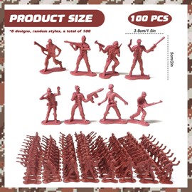 Larfraecy 100Pcs Soldiers Toys for Boys,Toy Soldiers Army Toys,Mini Plastic Soldiers Figures Army Men Figures Toy Set Kids Military War Games Action Figures Toy small Soldiers (Red)