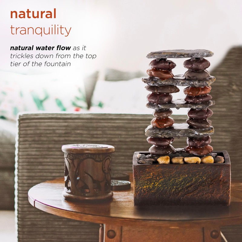 Alpine Corporation TT8002 Indoor/Outdoor Tabletop Stacked Rocks Eternity Fountain, Modern