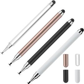 WUBAYI Stylus-Stift-Set mit Silikonspitze, 4 Stück, Stylus-Stifte für Touchscreens kompatibel mit Tablets & Handys, 2-in-1 Präzisionsstift zum Zeichnen, Notieren und Bearbeiten