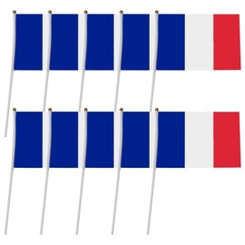 French Flag Hand Held - French Small Hand Held Flags - 5.5 X 8.3inch France Flag Small Stick Flags For Activity Parade Sports Home Decoration