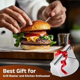 Ricpwit Smash Burger Press, 5.5 inch Round Hamburger Press, Upgrade Burger Press with Premium Stainless Steel Burger Smasher for Griddle Cooking