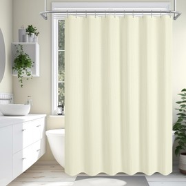 MitoVilla Beige Waffle Shower Curtain, Modern Fabric Cream Shower Curtains for Elegant Neutral Bathroom Decor, Luxury Hotel Cloth Shower Curtain, Heavy Duty Matt Waffle Weave Square, 72 x 72