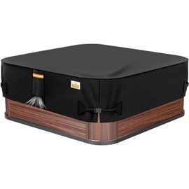 Hot Tub Cover 85"x85",Heavy Duty 600D Polyester,7.1'x7.1' Waterproof Outdoor Spa Covers for Hot Tub,Weatherppoof Anti-UV Hottub Protector Replacement,Waterproof Zipper,Air Vent,Buckles Strap,Square