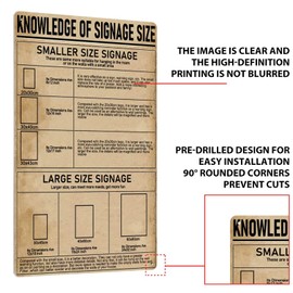JIUFOTK Metal Signs Fraction- Decimal Conversion Chart Standard To Metric Quick Reference Guide Tin Signs Inches To Mm Cheat Sheet Knowledge Plaques Classroom Office Home Wall Decor 8x12 Inches