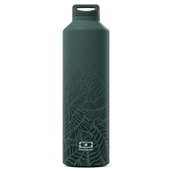 MONBENTO - Insulated Water Bottle MB Steel Jungle 17 Oz - Stainless Steel - Leakproof - Infuser - Hot/Cold for Up to 12 Hours - Tea, Coffee - BPA Free - Food Grade Safe - Nature Pattern - Green