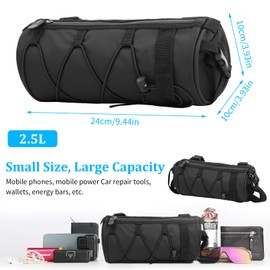 Bike Handlebar Bag Bicycle Front Bag, Shoulder Bag Storage Mountain Road Bike, Cycling Handlebar Bag with Shoulder Strap Large Capacity, 2.5L Multifunctional Cycling Frame Bag Waterproof