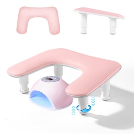 Arm Rest for Nails Tech, U-shaped Adjustable Nail Armrest,Large Microfiber PU Leather Hand Rest Pillow for Nails Tech,Manicurists(Pink)