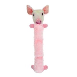 MPP Tubular Squeaker Dog Toys 3 Stack 22" Long Plush Fur Fabric Choose Pig or Rabbit - Pig