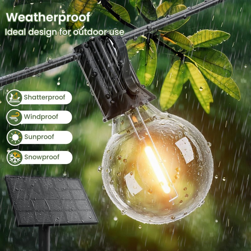 Svater Solar Outdoor String Lights 50 FT, G40 Patio Lights