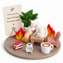 Sleepy Cat Desk Decor, Mini Cat Figurine, Encouragement Gift for Coworker