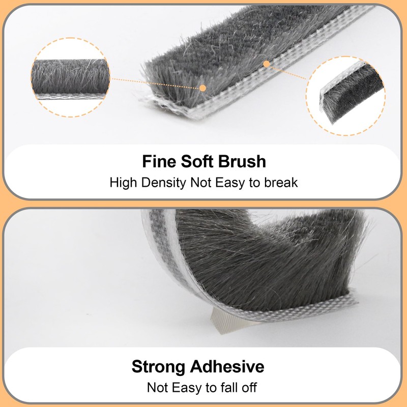 Self-Adhesive 40Ft Brush Weather Stripping for Sliding Windows and Door
