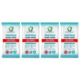 GreenShield Anti-Viral Handy Wipes 15's Kills 99.9% of Bacteria (4 Pack)