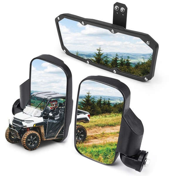 KEMIMOTO UTV Side Mirrors And Center Mirror Set Compatible With