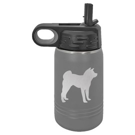 Akita Dog Insulated Water Bottle | Stainless Steel | Akita Dog Lover | Akita Gifts (12 oz, Gray)