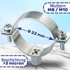 Reinforced Pipe Clamps M8/M10 with Diameter 22 mm or 1/2