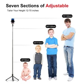 Selfie Stick Phone Tripod with Remote and LED Fill Lights - ASHINER 70 inch Heigh Cell Phone Holder for Travel, Vlogging, Live Streaming Video and Photos,Phone Stand Compatible with iPhone and Android