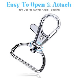 Melofo 100 Pcs Swivel Clasp Keyrings, Lobster Clasp Keyring Silver Key Chain Clip Hook Lobster Claw Clasp Swivel Snap Hooks with D for Crafts, DIY, Jewelry Making (3/4 inch Inside Width)