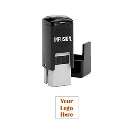 Infusion 1/2" x 1/2" Custom Self-Inking Rubber Logo Stamp - Small, Square Stamp, Orange
