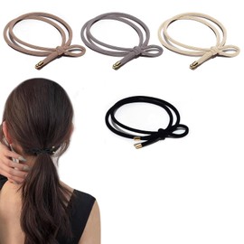 LeTradeJP Hair Rubber Ribbon Hair Elastic for Adults, Fashionable, Includes Hardware, Hair Rubber, Non-marking Accessories, Simple, Cute, Korean Style, Solid, Elegant, Accessories, Set of 4, Stylish