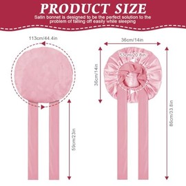 Hperpetual Hperpetual 2PC Satin Bonnet, Silk Sleep Bonnets for Women, Adjustable Satin Night Sleeping Cap Soft Elastic Band Silk Bonnets for Sleeping, Hair Bonnet with Tie Band