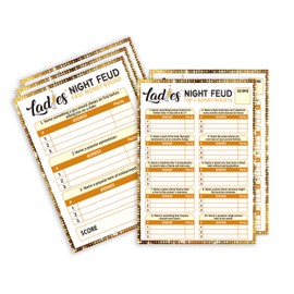 Ladies Night Party Feud Games, Girls Night Games, Ladies Night Out Games, Great for Bachelorette Party Game or Adult Trivia Game - 30 Ladies Feud Cards and 3 Fast Money Round Cards (02)