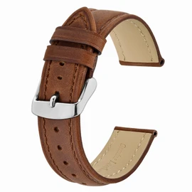 BISONSTRAP Watch Strap 20mm, Vintage Leather Replacement Watch Band, Toffee Brown