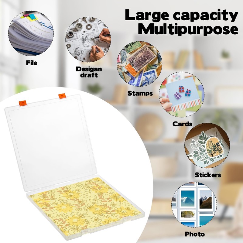 Rainmae 12"x12" Scrapbook Paper Storage, Stackable Plastic File Storage Box,