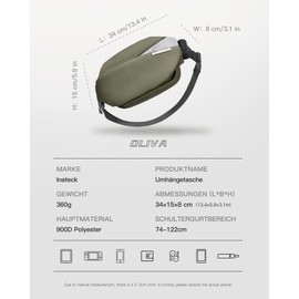 Inateck Sling Bag, Stylish Shoulder Bag with Adjustable Shoulder Strap, Water Resistant Shoulder Bag for Men and Women