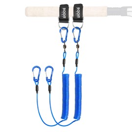 Booms Fishing T02 Fishing Pole Tether with Belt, Kayak Paddle Leash, Paddle Board Fishing Accessories, Heavy Duty Fishing Lanyard for Fishing Tools/Rods/Paddles, Blue 2pcs