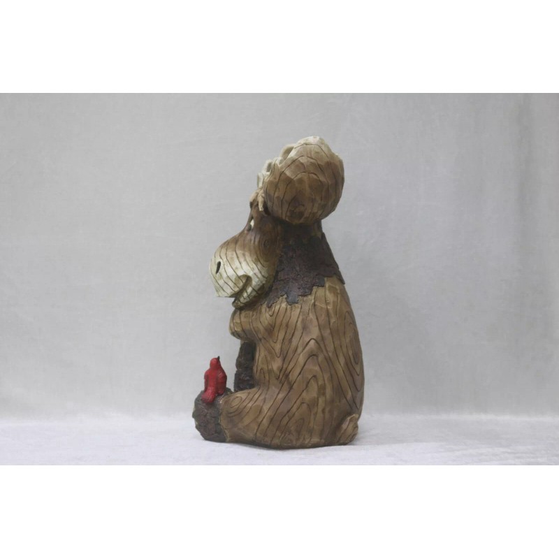 Hi-Line Gift Ltd. Moose With Cardinal Garden Welcome Sign Resin