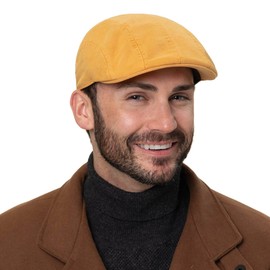 Stetson Soft Vintage Cotton Ivy Flat Cap - Peaked Cap Made of 100% Cotton - Plain Design - Men - Autumn/Winter, yellow