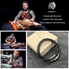 Men Braided Leather Necklace, Braided Rope Chain, with 316L Stainless Steel Clasp, Wax Rope leather Chain Necklace Waterproof Black Cord Chain for Men