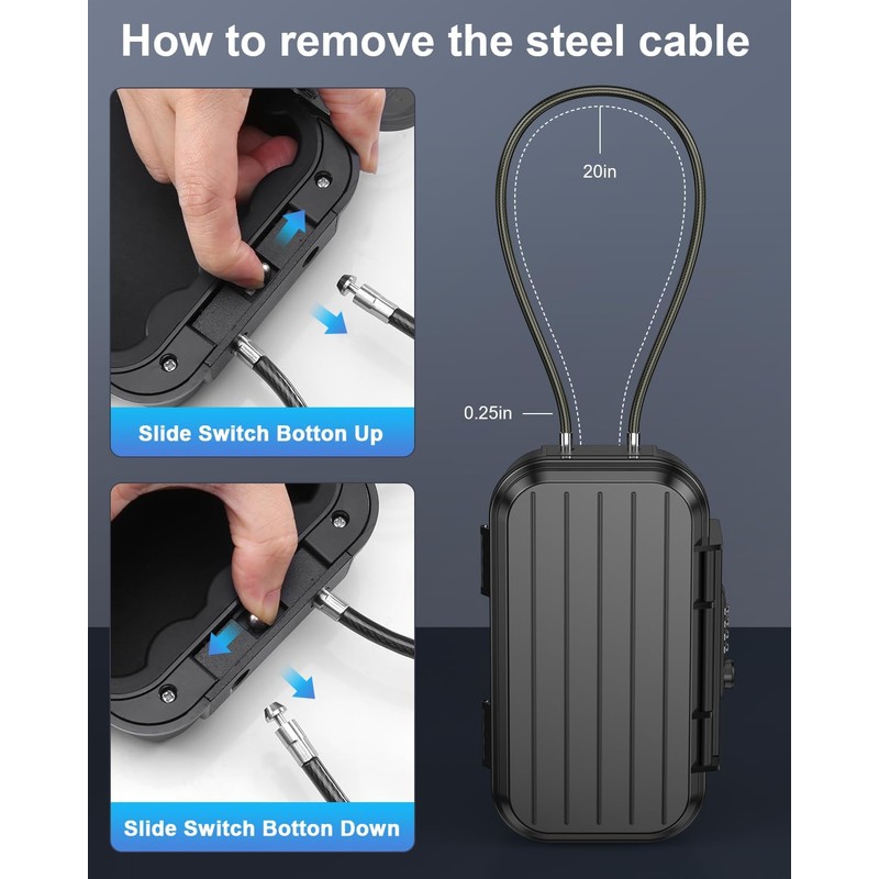 temracha Portable Lock Box, Combination Security Case LockBox with Code,
