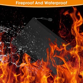 Fireproof Document Bag with Money Bag,13.4”x 9.9”Waterproof and Fireproof Money Bag,Fireproof Safe Storage Pouch with Zipper for File,Cash and Tablet