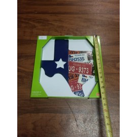 Texas Metal Decorative Sign With License Plate In The Shape Of Texas Wall Art