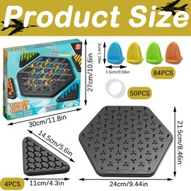 Cerkkapo Triggle Game, Triggle Game, Triggle Game Rubber Bands, Interactive Plug-In Game, Chains Triangle Chess Game, Desktop Board Game, Triggle Board Game for Children and Adults, for 2-4 People
