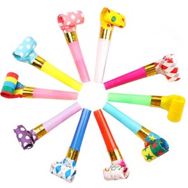 YFFSFDC Colorful Cheer Whistle 11cm Party Event Toys Kids Toys Birthday Blown Back Party Props Set of 10 (Random Color)