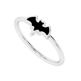 LUSTRE AND LIGHT Bat Shape Natural Black Tourmaline Stackable Rings for Women in 925 Sterling Silver | October Birthstone Jewelry Gifts for Her Birthday, Anniversary, Christmas (Bezel-Set, US-7)