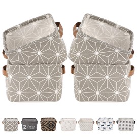 LessMo 4 Pack Storage Baskets, Collapsible Mini Storage Boxes, Canvas Fabric Waterproof Storage Bins made from Cotton and Linen, for Toys, Bathroom, Closets, Playroom (GALAXY, Thin/waterproof)