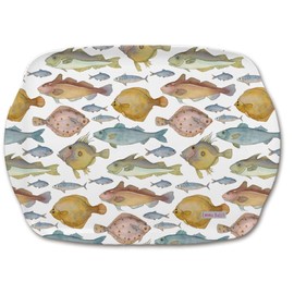 British Fish Design - Cod, Haddock, Bass, Plaice - Emma Ball Colourful Melamine Tray - 35 cm