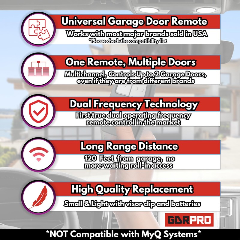 2X Universal Garage Door Opener Remote, Replaces Clicker 375LM, 375UT,