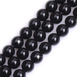 Natural Black Agate Gemstone Semi Precious Stone Round 10mm Loose Beads for Jewelry Making Bracelet Necklace Crafts 15 Inch