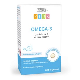 WHITE OMEGA Kids Omega-3 Capsules for Children, Sugar-Free, Tasteless, High Purity Fish Oil, Optimal DHA & EPA Ratio 90.00