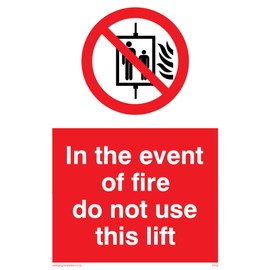 Viking Signs PV53-A6P-V"In The Event Of Fire Do Not Use This Lift" Sign, Vinyl, 150 mm H x 100 mm W