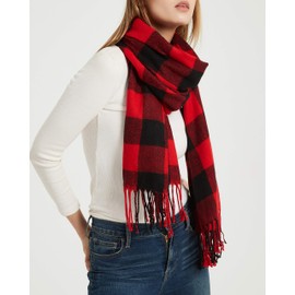 Wander Agio Women's Fashion Long Shawl Winter Warm Lattice Large Scarf Small Plaid Red Black