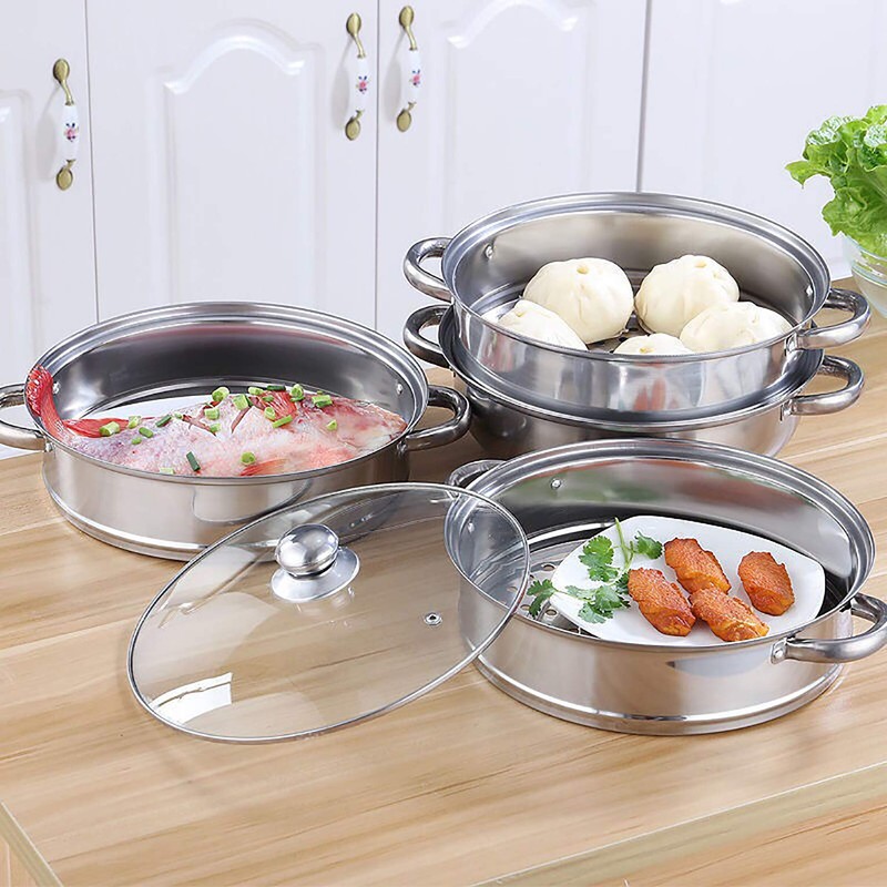 Steamer Pot Stainless Steel 2 Tier - 28cm Steamer Pot