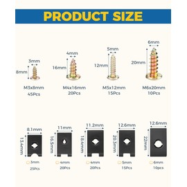 Flaconi 170PCS Car Security Nut,Automotive Screws, Screw Clips Metal Fasteners, Clip Nuts, Trim Clips Automotive, Screw Nuts, Suitable for Dashboard, Door Panel and Interior Trim