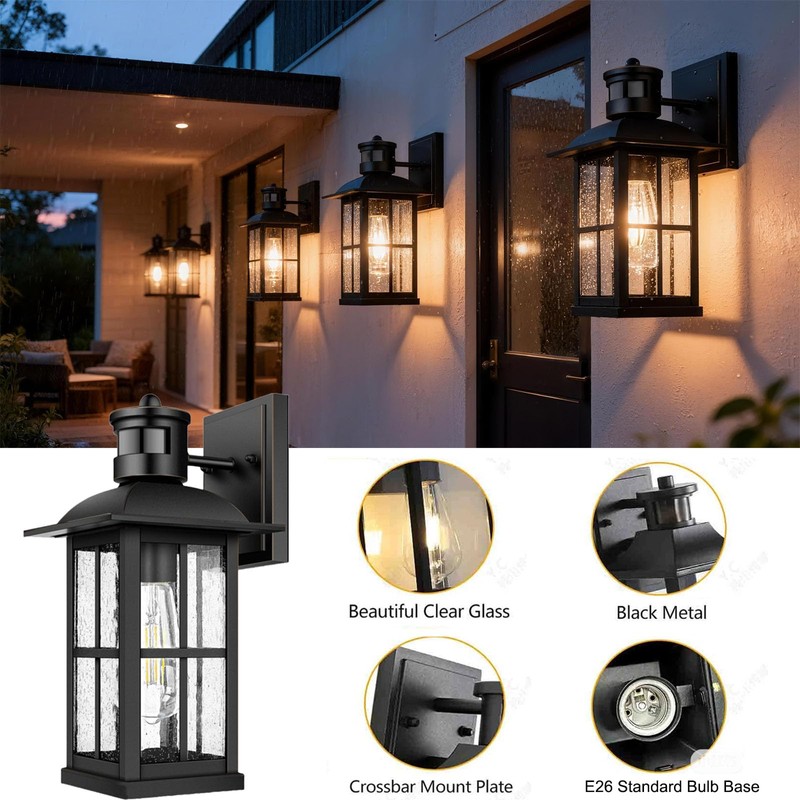 Superyofo 15inch Large Outdoor Wall Lights,Modern Black Exterior Wall Light